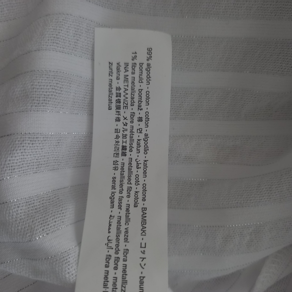 NWT  ZARA white  metallic thread cotton blouse top size M - Picture 5 of 5